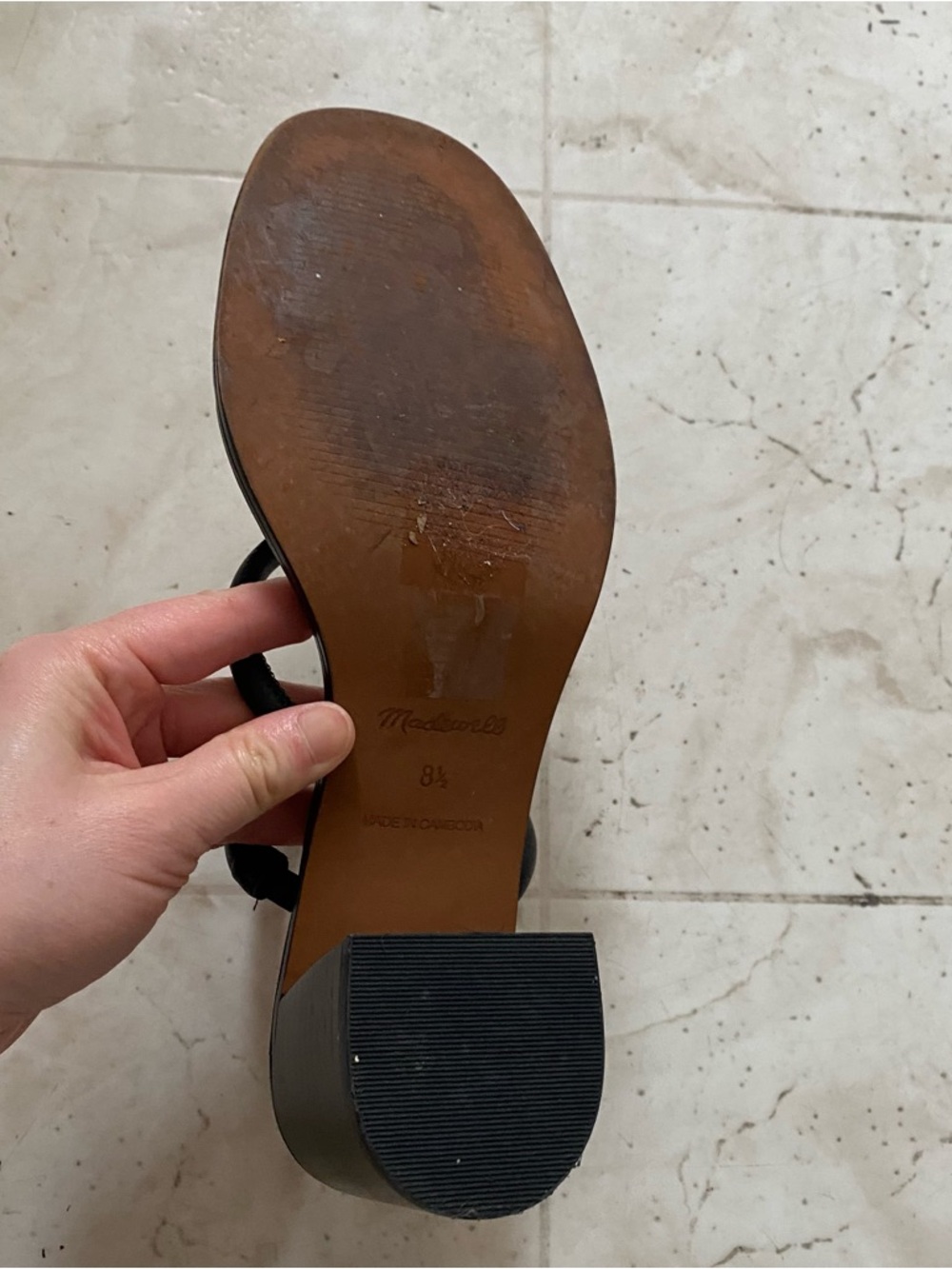 $138 Madewell Tayla Black Leather Block Heels Square Toe Slides Sandals Size 8.5 - Picture 14 of 14